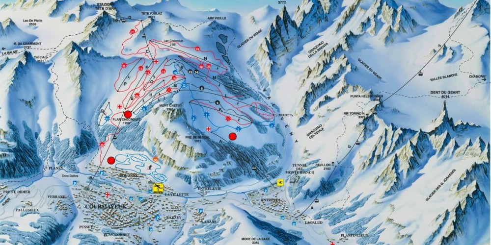 Courmayeur resort and piste maps