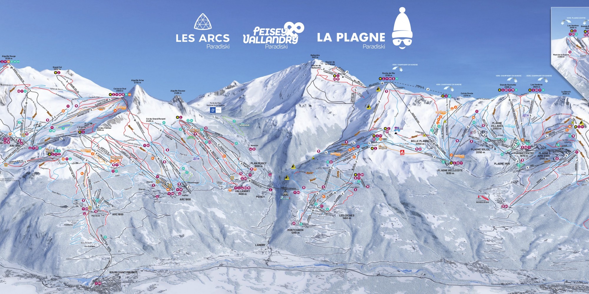 Les Arcs: 1800 resort and piste maps